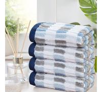 Rapport Home Santa Cruz Pure Cotton Striped Face, Hand, Bath Towel & Bath Sheet Set in Blue Rapport Home Blue Bath Sheet