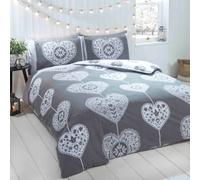 Rapport Home Scandi Heart Pure Cotton Duvet Cover Set with Pillowcase in Grey | Size: Double Rapport Home Grey Double