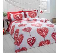 Rapport Home Scandi Heart Pure Cotton Duvet Cover Set with Pillowcase in Red | Size: Double Rapport Home Red Double