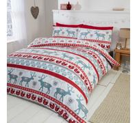 Rapport Home Scandi Polycotton Duvet Cover Set With Pillowcase in Red | Size: King Rapport Home Red King