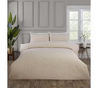 Rapport Home Seersucker Duvet Cover Set, Soft Easy Care Cream King Size 3 Piece Bedding Set