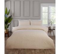 Rapport Home Seersucker Polycotton Luxury Duvet Cover Set with Pillowcase in Cream | Size: Single Rapport Home Cream Single