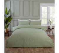 Rapport Home Seersucker Luxury Polyester Duvet Cover Set & Pillowcase Single Sage