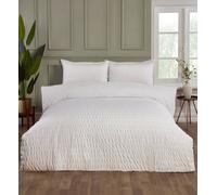 Rapport Home Seersucker Cotton Rich Luxury White Duvet Cover & Pillowcase Set (Single)