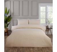 Rapport Home Seersucker Duvet Cover Set, Soft Easy Care Cream King Size 3 Piece Bedding Set