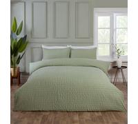 Rapport Home Seersucker Duvet Cover Set, Soft Easy Care Sage Green King Size 3 Piece Bedding Set