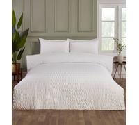 Rapport Home Seersucker Polycotton Luxury Duvet Cover Set with Pillowcase in White | Size: Super King Rapport Home White Super King