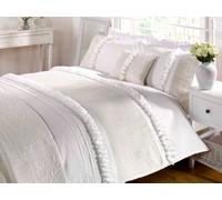Homespace Direct Cream Single Duvet Quilt Cover Bed Set Bedding Seersucker & Ruffles Polycotton