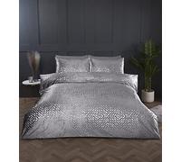 Rapport Home Silver Duvet Cover Set Durable and Easycare Crushed Velvet Double Bedding Set (200 x 200 cm)