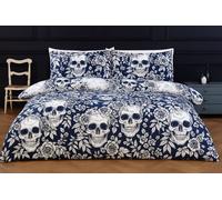 Rapport Home Skulls Microfibre Duvet Set with Pillowcase in Blue | Size: King Rapport Home Blue King