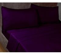Rapport Home SleepND Percale 180 Thread Count Polycotton Plain Fitted Sheet in Aubergine | Size: Single Rapport Home Aubergine Single