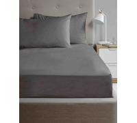 Rapport Home Microfibre Fitted Sheet Luxury Easy Care Non-Iron Charcoal Double