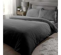 Rapport Home Soft Luxurious Teddy Fleece Quilt Cover Bedding Set Single Charcoal