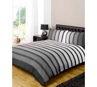 Rapport Home Soho Strip Polycotton Duvet Cover Set With Pillowcase in Black | Size: Double Rapport Home Black Double