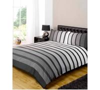 Rapport Home Soho Strip Polycotton Duvet Cover Set With Pillowcase in Black | Size: Single Rapport Home Black Single