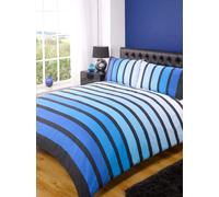 Rapport Home Soho Strip Polycotton Duvet Cover Set With Pillowcase in Blue | Size: Single Rapport Home Blue Single
