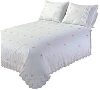 Rapport Home Sophie Floral Ruffled Double Duvet Cover Set - white Polycotton Bedding with 2 Pillowcases, Machine Washable