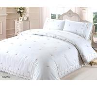 Rapport Home Sophie Floral Ruffled Super King Duvet Cover Set - white Polycotton Bedding with 2 Pillowcases, Machine Washable