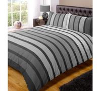 Rapport Home Striped Black Duvet Cover Set King Size - Vibrant Polycotton Bedding with Pillowcase, Durable & Fade Resistant for Kids & Adults Bedroom