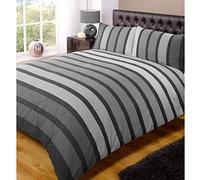 Rapport Home Striped Black Duvet Cover Set King Size - Vibrant Polycotton Bedding with Pillowcase, Durable & Fade Resistant for Kids & Adults Bedroom