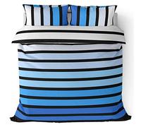 Rapport Home Striped Blue Duvet Cover Set Double Size - Vibrant Polycotton Bedding with Pillowcase, Durable & Fade Resistant for Kids & Adults Bedroom