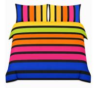 Rapport Home Striped Duvet Cover Set, Polycotton - Double Rainbow, for Kids | Includes pillowcases. Vibrant striped design. Durable, fade-resistant fabric for kids and adults.