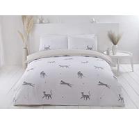 Rapport Home Sustainable Double Duvet Cover Set - Eco-Friendly Reversible Leopard Print White Bedding Set, Soft Easy Care Fabric, Stylish and Durable 3-Piece Quilt Cover