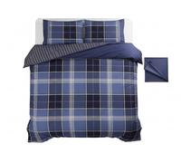 Rapport Home Tartan Check Duvet Cover & 2 Pillowcases Set, Double Blue