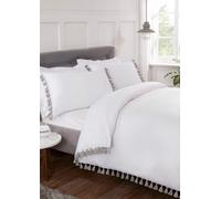 Rapport Home Tassel Polycotton Duvet Cover Set With Pillowcase in White | Size: Single Rapport Home White Single