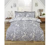 Rapport Home Tatton Festive Duvet Cover Set | Grey Double Bedding | Christmas Winter Polycotton Design | Easy Care Seasonal Decor