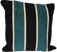 Rapport Home Teal Black Cushion Cover Chenille Stripe Luxury Pad Cover 43cm Square