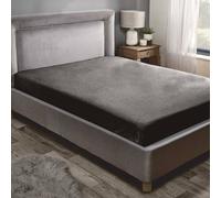 Rapport Home Teddy Fleece Plain Fitted Bed Sheets in Charcoal | Size: King Rapport Home Charcoal King