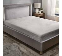 Rapport Home Teddy Fleece Plain Fitted Bed Sheets in Silver | Size: Double Rapport Home Silver Double