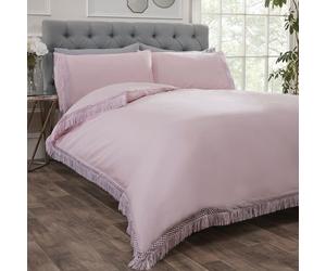 Rapport Home Tia Trellis Tasseled Duvet Cover Set with Pillowcase in Dusty Pink | Size: Double Rapport Home Dusty Pink Double