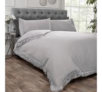 Rapport Home Tia Trellis Tasseled Duvet Cover Set with Pillowcase in Silver | Size: Single Rapport Home Silver Single