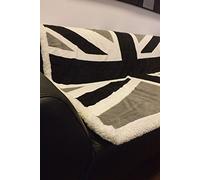 Rapport Home Union Jack British United Kingdom Flag Soft Throw over, Polyester, Black/White/Grey, Full, 130 x 160 x 0.15 cm