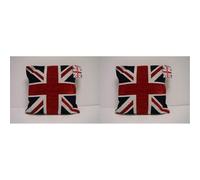 Rapport Home Union Jack Chenille Cushion Covers 45x45cm - Pack of 2 Decorative British Flag Throw Pillow Cases for Sofa Couch Bed - Multi-Colour (Covers Only)