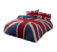 Rapport Home Union Jack Duvet Cover Set, Reversible - Single, 135x200cm | Includes matching pillowcase. UK flag bedding, cotton blend. Navy blue and red, ideal for kids and teens.