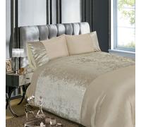 Rapport Home Velvet Plain Polyester Duvet Cover Set with Pillowcase in Natural | Size: Double Rapport Home Natural Double