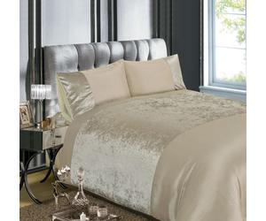 Rapport Home Velvet Plain Polyester Duvet Cover Set with Pillowcase in Natural | Size: Double Rapport Home Natural Double