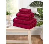 Rapport Home Versailles Jacquard 6-Piece Towel Bale | Luxurious 100% Cotton 500GSM Bathroom Set for Soft Absorbent Comfort and Elegant Style | Bale Ruby