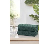Rapport Home Versailles Jacquard Bath Towels 2-Pack | Jade Green, 70x120cm | 100% Cotton 500gsm | Oeko-Tex Made in Green & BCI Certified