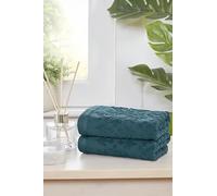 Rapport Home Versailles Jacquard Bath Towels 2-Pack | Lagoon Blue, 70x120cm | 100% Cotton 500gsm | Oeko-Tex Made in Green & BCI Certified