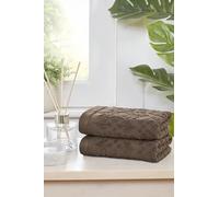 Rapport Home Versailles Jacquard Bath Towels 2-Pack | Mushroom Latte, 70x120cm | 100% Cotton 500gsm | Oeko-Tex Made in Green & BCI Certified