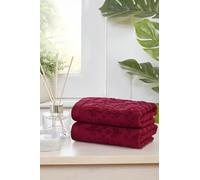Rapport Home Versailles Jacquard Bath Towels 2-Pack | Ruby, 70x120cm | 100% Cotton 500gsm | Oeko-Tex Made in Green & BCI Certified