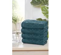 Rapport Home Versailles Jacquard Face Towels 2-Pack - Luxurious 100% Cotton 500gsm Soft Absorbent Face Cloths, Oeko-Tex Certified Bathroom Hand Towels - Lagoon (30x30cm)