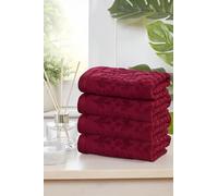 Rapport Home Versailles Jacquard Face Towels 2-Pack - Luxurious 100% Cotton 500gsm Soft Absorbent Face Cloths, Oeko-Tex Certified Bathroom Hand Towels - Ruby (30x30cm)
