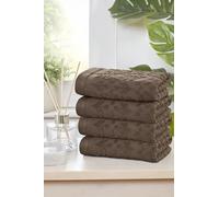 Rapport Home Versailles Jacquard Face Towels 2-Pack - Luxurious 100% Cotton 500gsm Soft Absorbent Face Cloths, Oeko-Tex Certified Bathroom Hand Towels - Mushroom Latte (30x30cm)