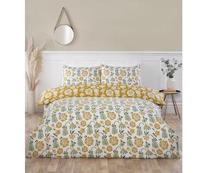 Rapport Home Victorian Bloom Floral Duvet Cover Set, King Size, Green | Microfibre, Reversible