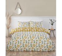 Victorian Bloom Microfibre Reversible Duvet Cover Set with Pillowcase Rapport Home Yellow King